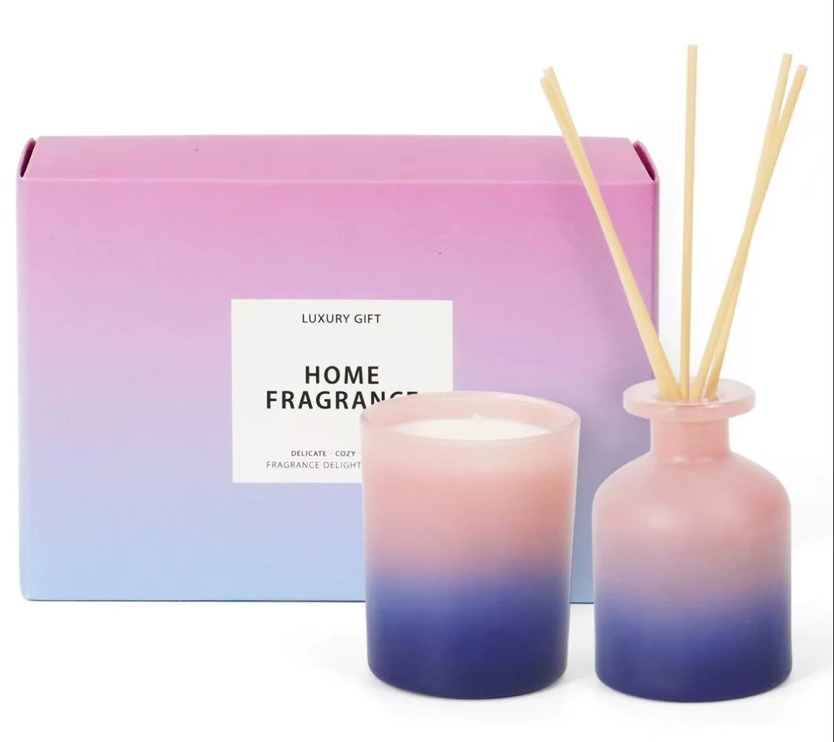 Aroma Fragrance Oil Unique Design Reed Diffuser Scented Candle Gift Box Set