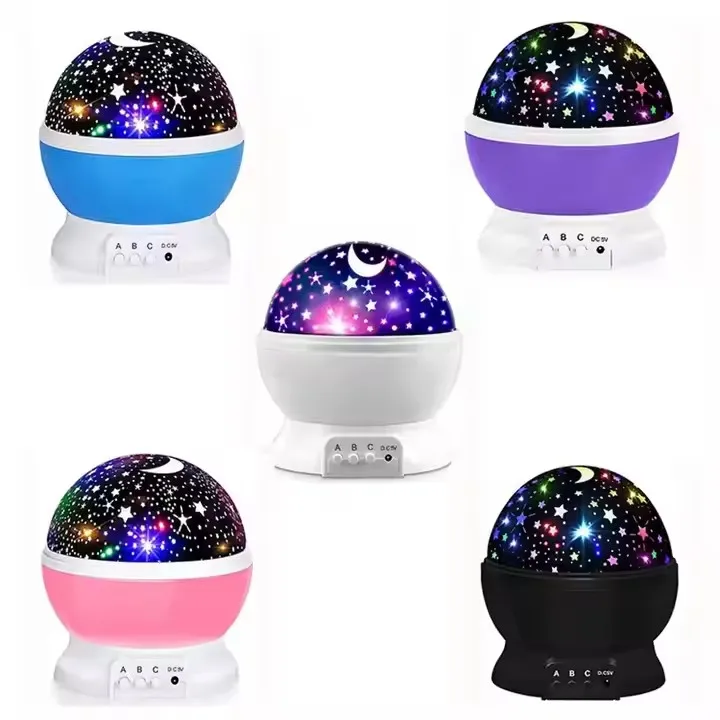 Factory Star Night Light Projection Lamp Moon Star Projector 360 Degree Rotating 4 LED Bulbs Color Changing with USB Cable