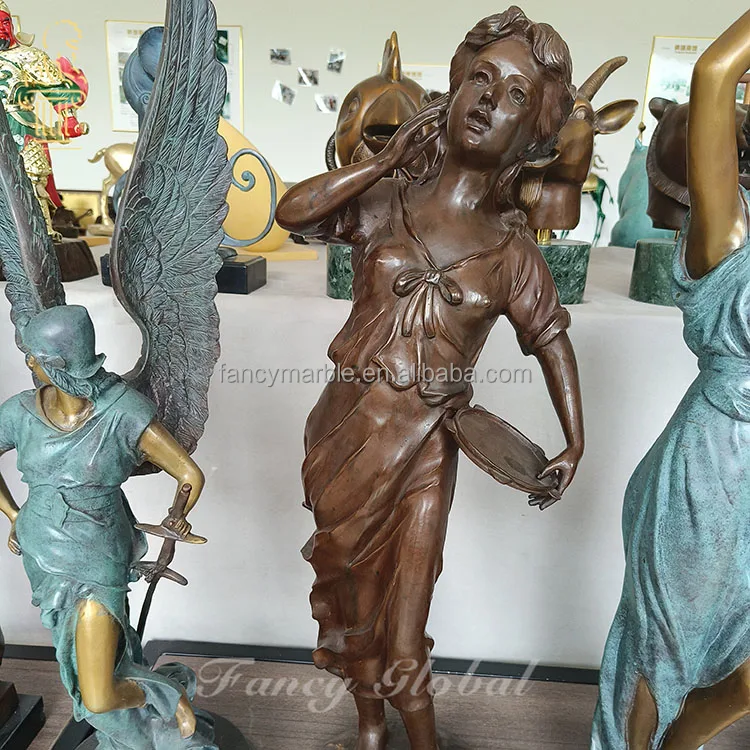 Custom Bronze Art Casting Western Figure Sculpture Goddess Carrying Water Kettle Bronze Women Sculpture