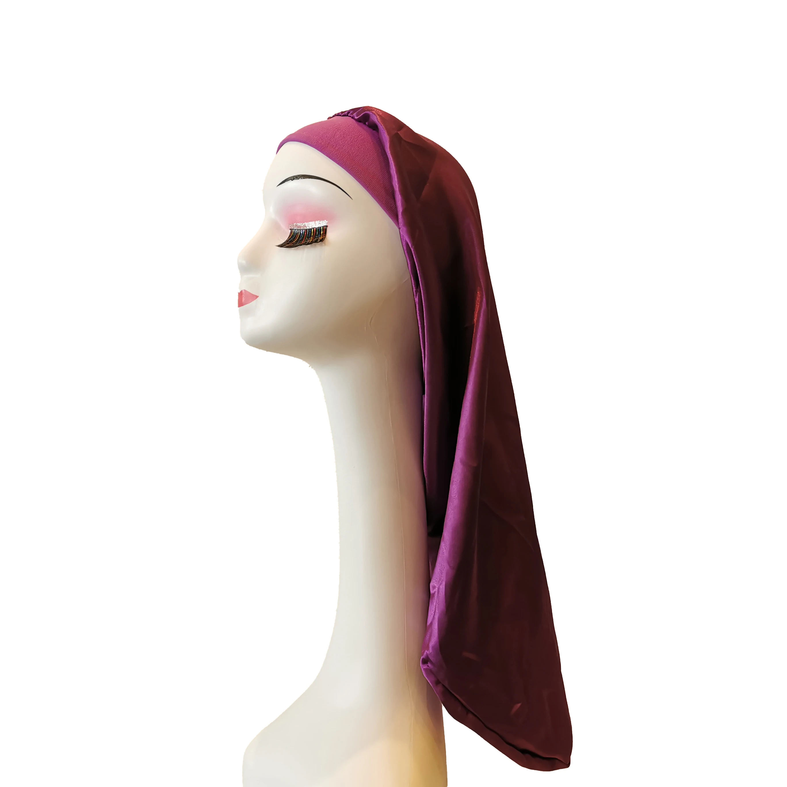 
Long Satin Bonnet With Elastic Durag Soft Band Accept Custom Private Logo Bonnet For Women Hair Caring 