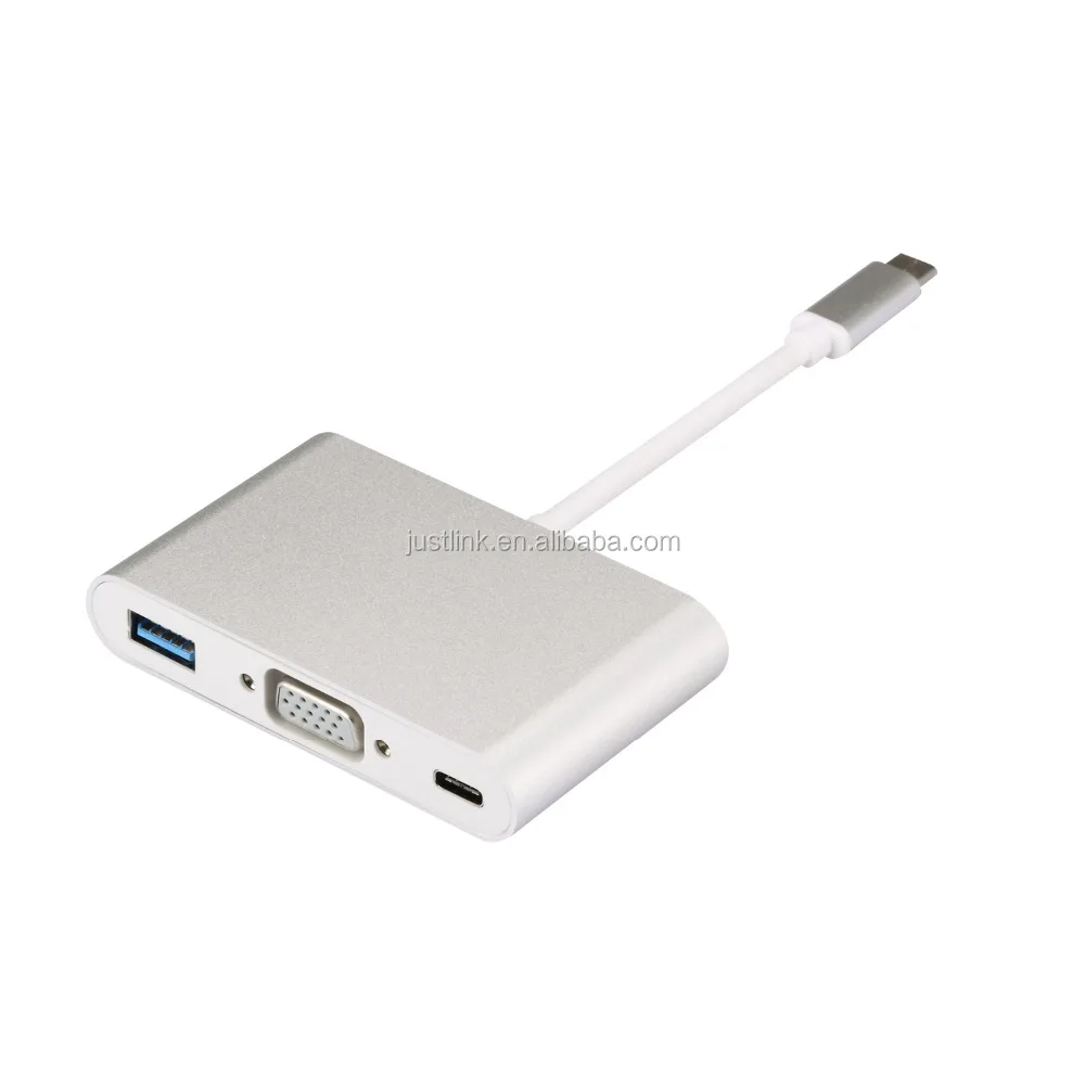 USB C адаптер концентратор Тип C USB 3,1 к VGA USB3.0 кабель многопортовый Цифровой AV адаптер с Тип C PD