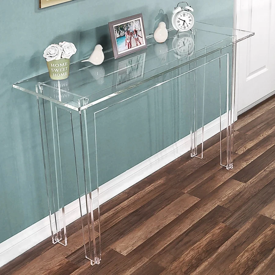 factory wholesale custom made clear lucite acrylic console table for living room
