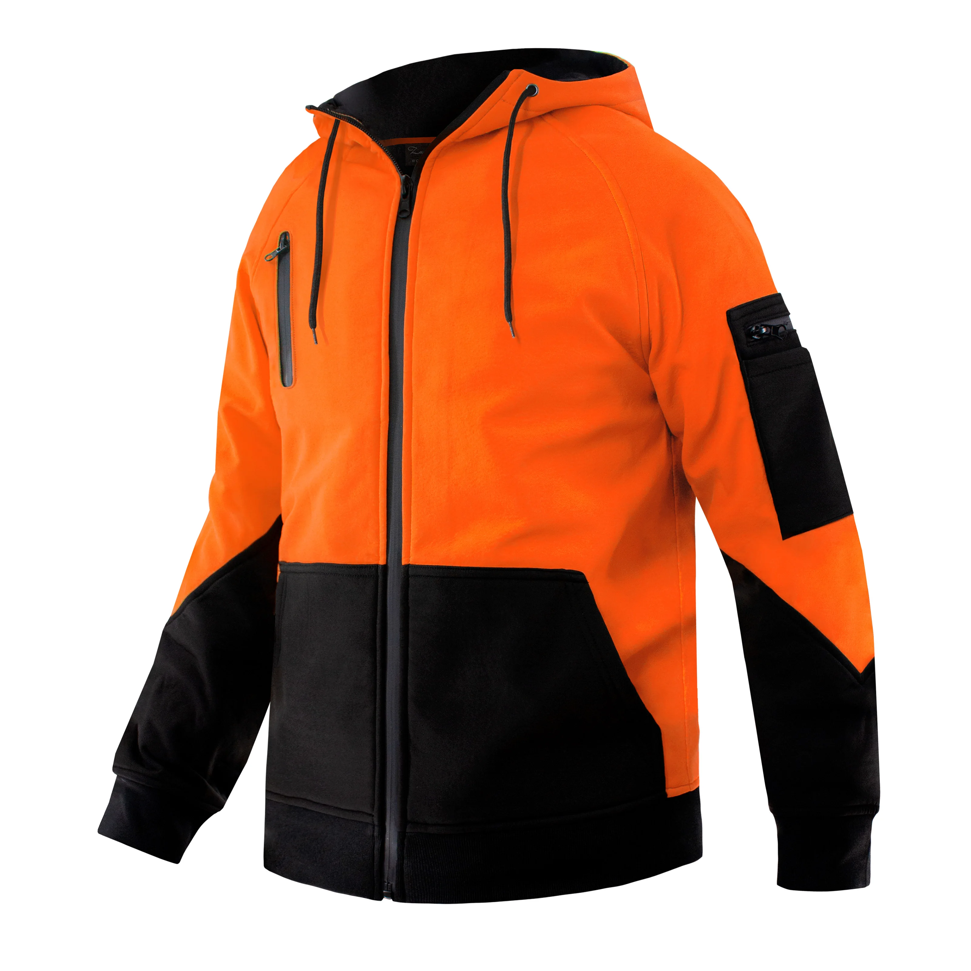 Orange Hi Vis Reflective Workwear Windproof Hi Visibility Zip Up Softshell Fabric Fashion Fleece Jacket Jacket For Men