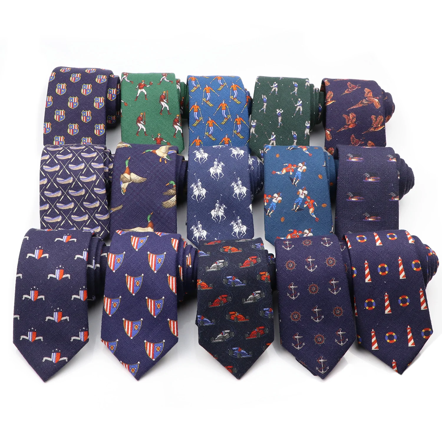 High Quality Cotton Handmade Tie For Men Cartoon Blue Green Necktie Wedding Business Suits Skinny Neck Ties Gravatas Accessories