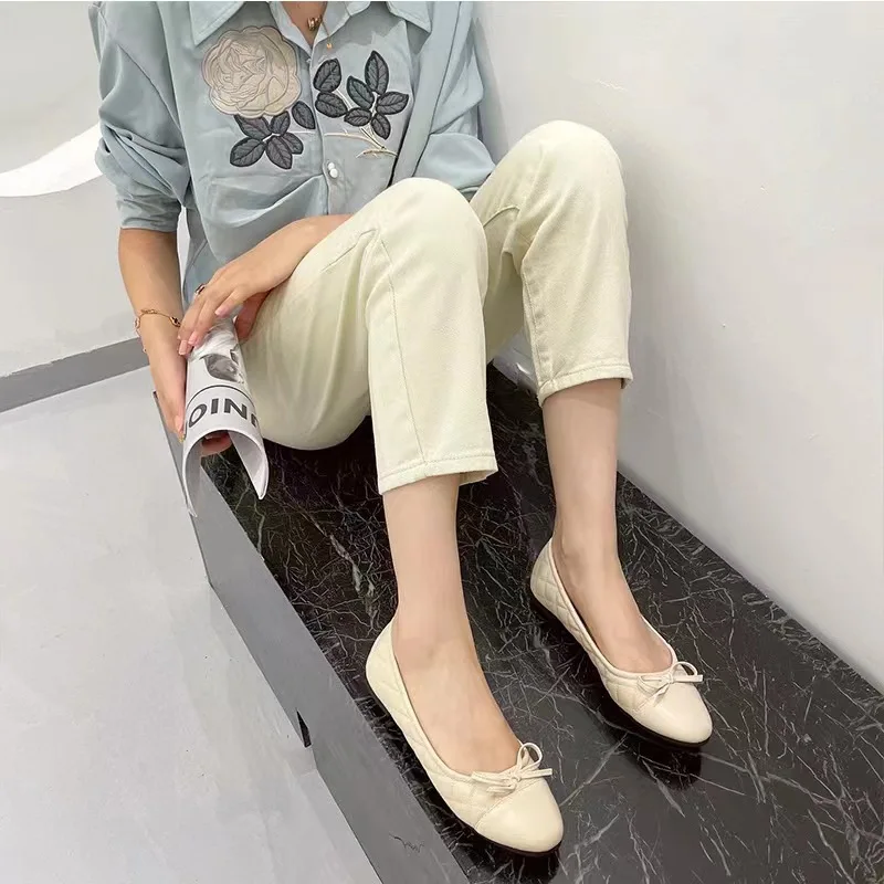 Wholesale Ladies Office Work Dress Shoes Multi-color Slip-On Flat Design Soft Rubber Ballet Flat for Women