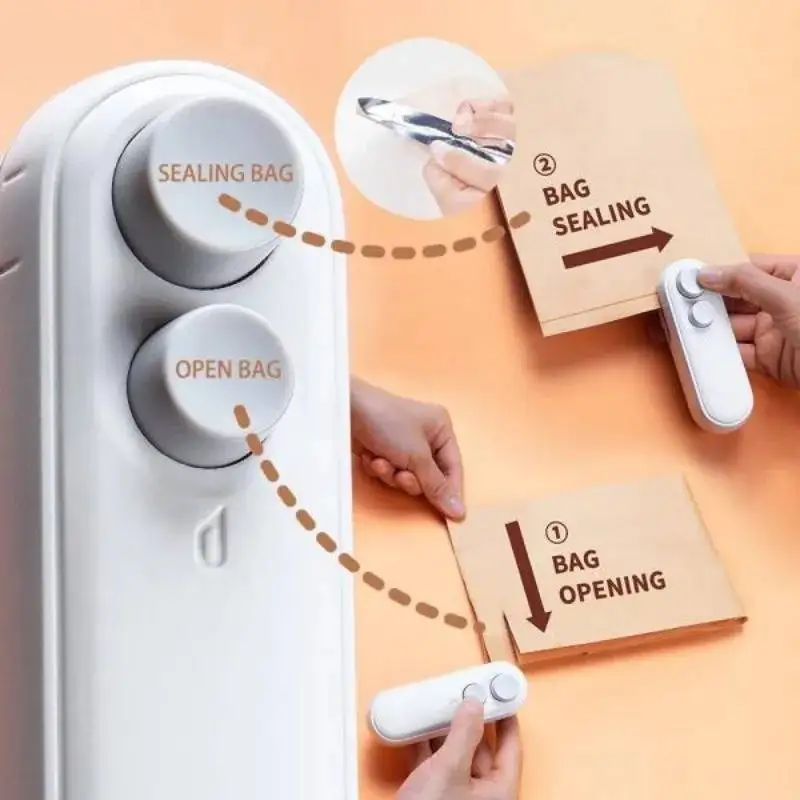 Portable Mini Sealer2 in1 Heat Sealer For Snacks Home use rechargeable sealer VacuumSealer Snacks plastic bag heat sealer