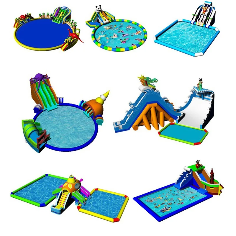 Commercial Inflatable Water Products Inflatable Water Slide With Swimming Pool