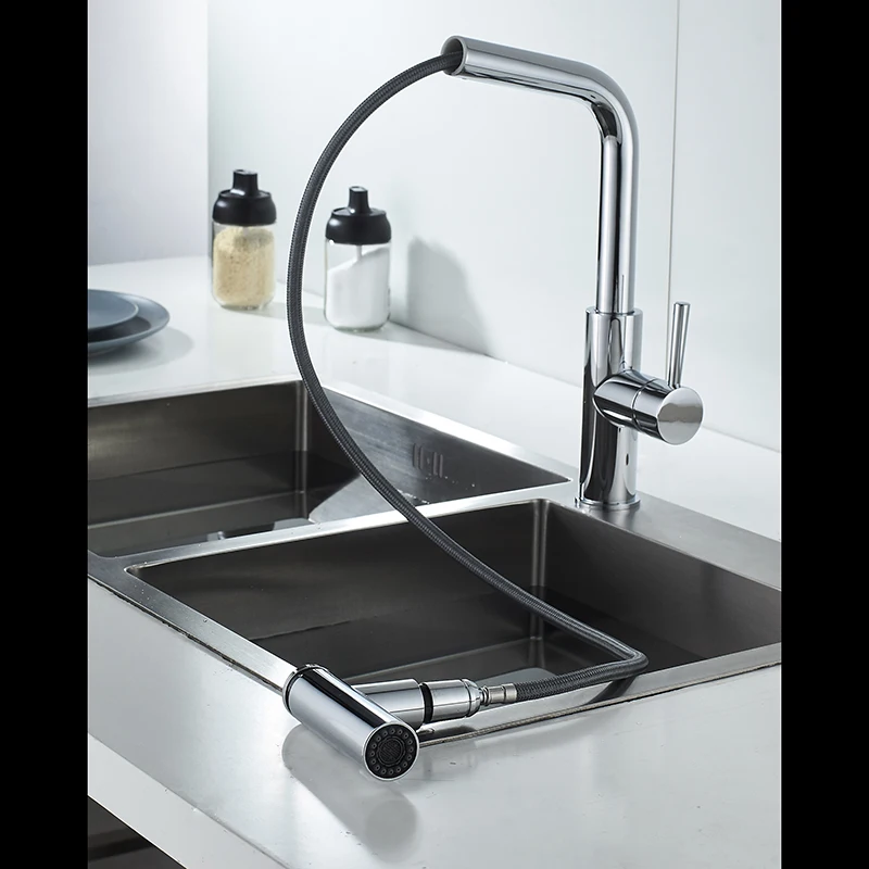 Momali factory customization sanitary ware rainfall kitchen water tap chrome brass pull out sink faucet flexible kitchen faucet
