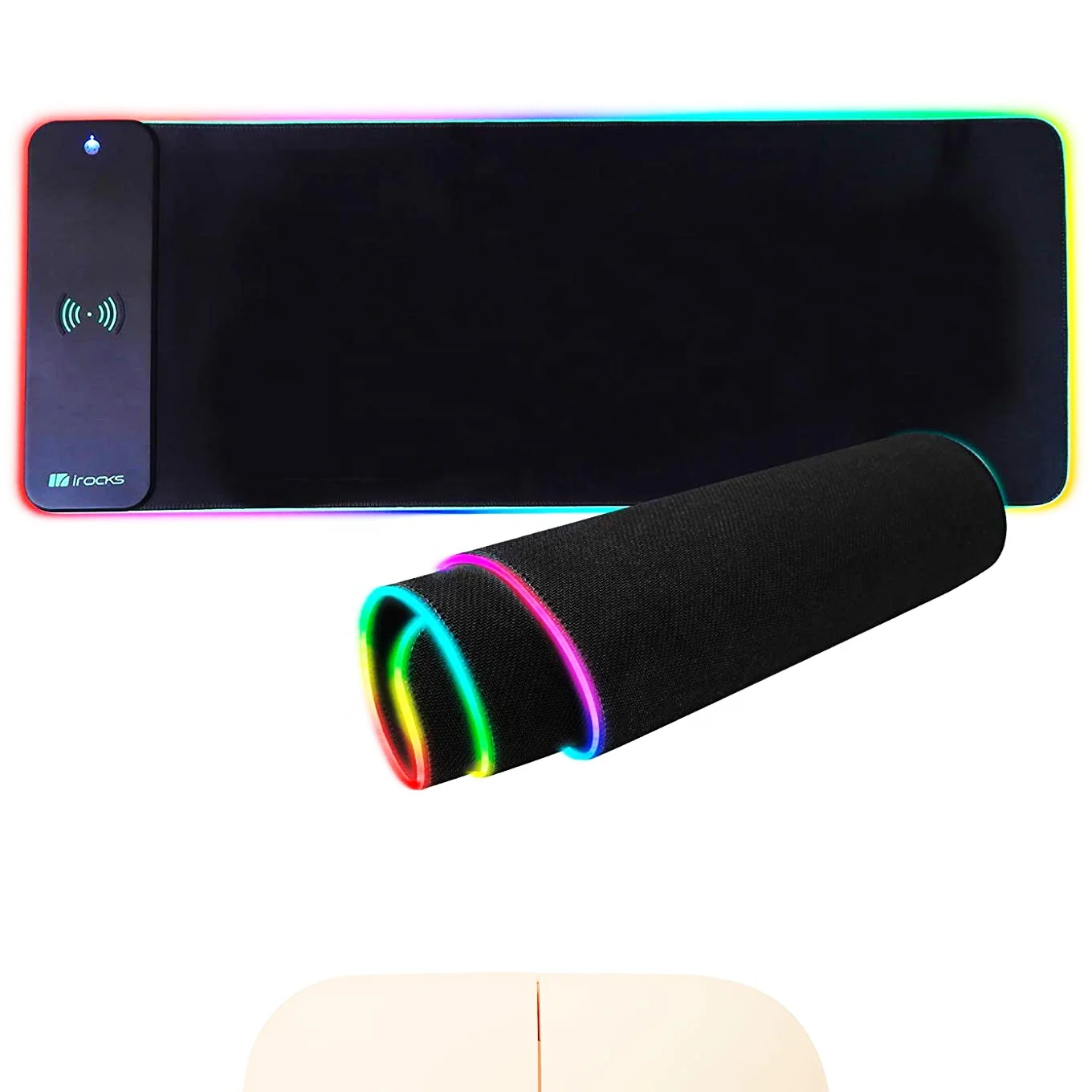  Игровой коврик для мыши RGB мягкий большой светодиодный с регулируемым освещением умный клавиатуры функцией памяти и беспроводной зарядкой