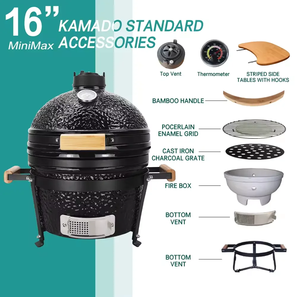 Ceramic Egg Kamado Outdoor Kitchen Garden Bbq Grill 13 18 21 23 24 27 29 Inch Spherical Pellet Smoker Camping Barbecue Asadores