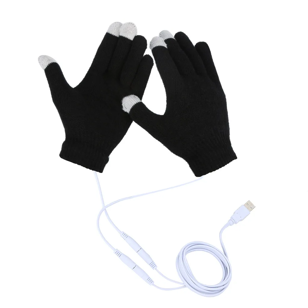 Cotton Cashmere Winter Skiing Knit Ladies Heated Women Hand Warmer Touch Screen Glove Knitted Fingerless Gloves Flip