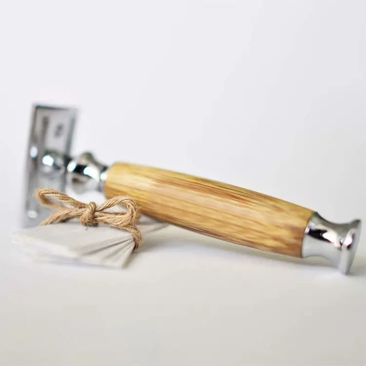 Customized logo bamboo razor with engraving logo Bamboo Wood Handle Shaving Safety Razor Double Edge Safety Razor
