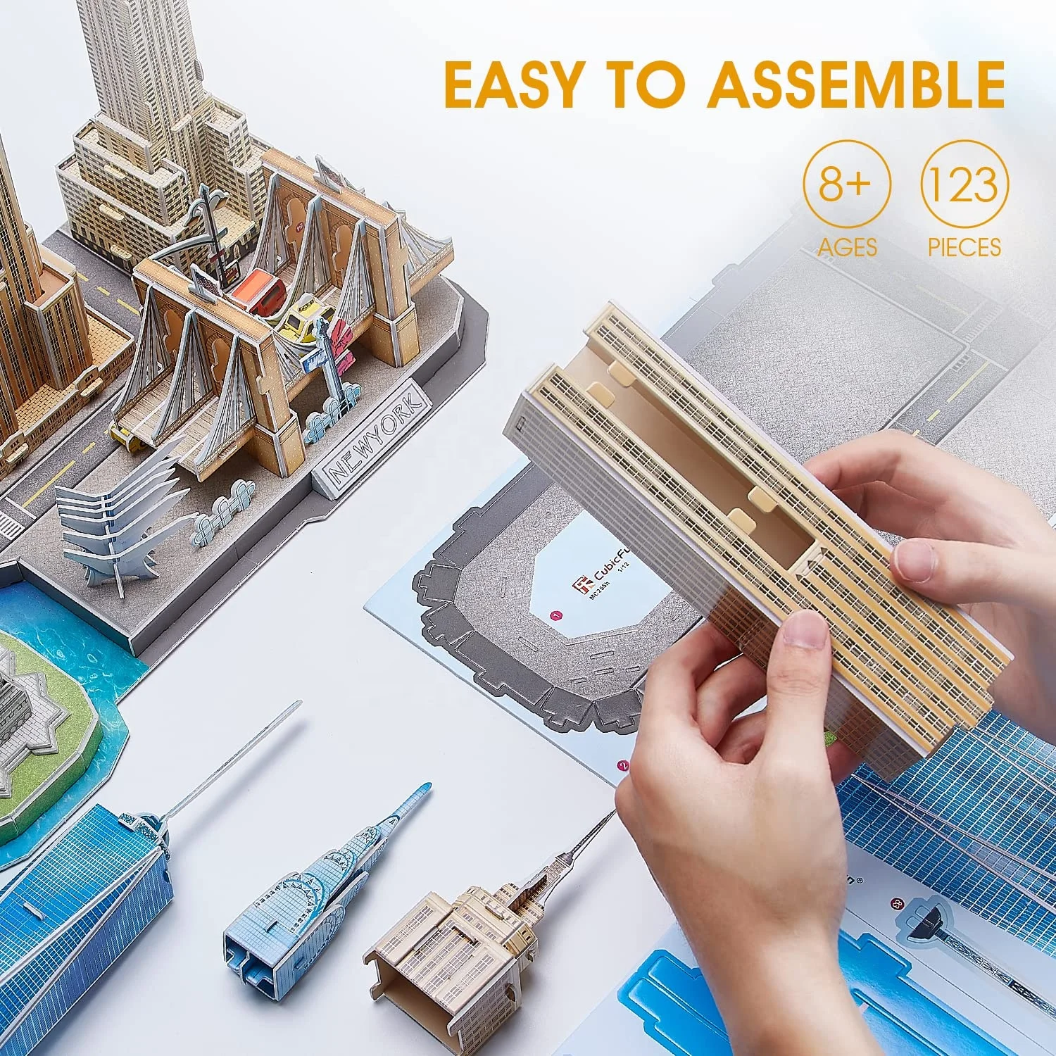 3D Building Model jigsaw paper stadium puzzles city of London and New York Cityline with LED light Architecture Crafts for gift