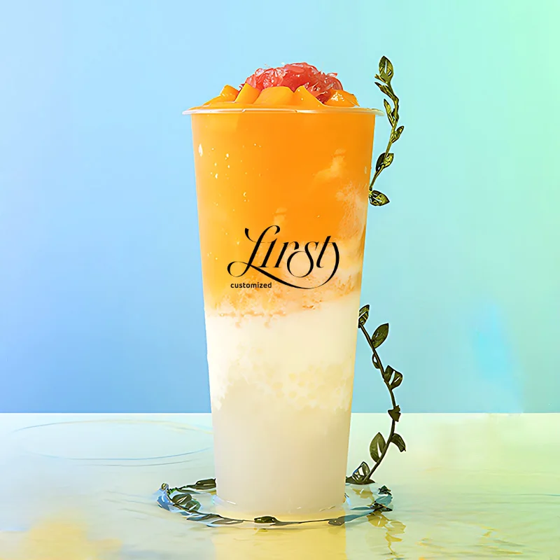 LOKYO 90mm PP injection clear hard plastic juice smoothie milk tea boba disposable plastic cup with lids