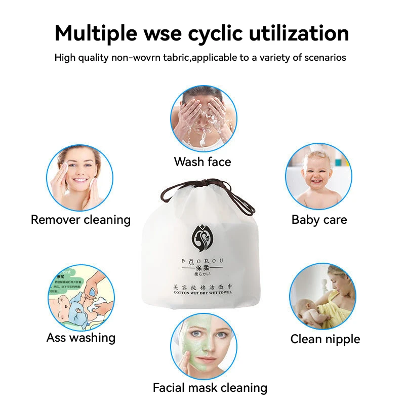 Baorou Cotton Towel Rolls Disposable Cotton Non-woven Fabric Cleansing Facial Cotton Tissues