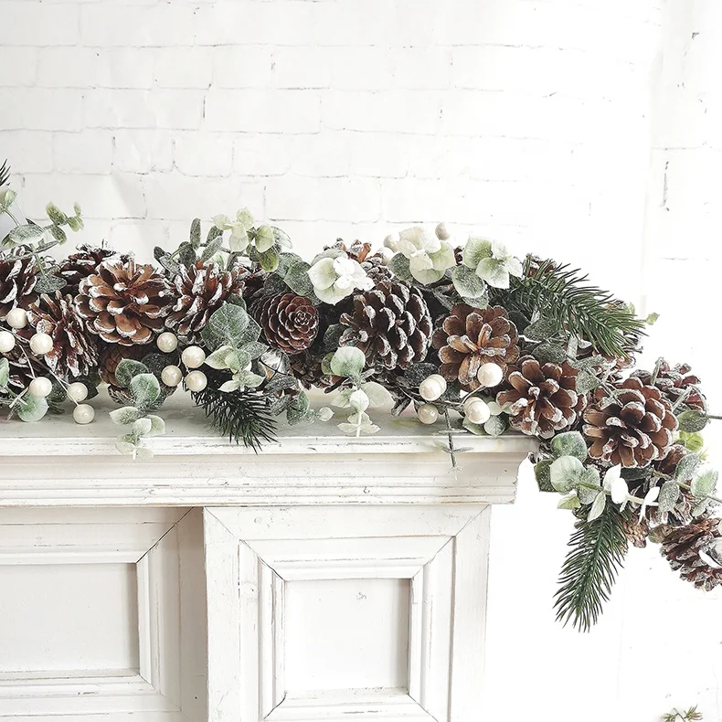 Festive & party supplies handmade Christmas decorative pine cone garland hanging decoration strings artificial garland