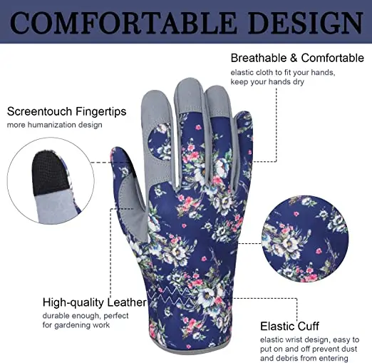 Leather Gardening Gloves for Women Thorn Proof Garden Gloves Touch Screen Working Gloves Gardening Gifts
