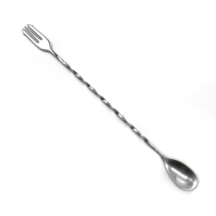 Ready to Ship stainless steel bar tool mixing spoon fork muddler swizzle standing stick cocktail stirrer