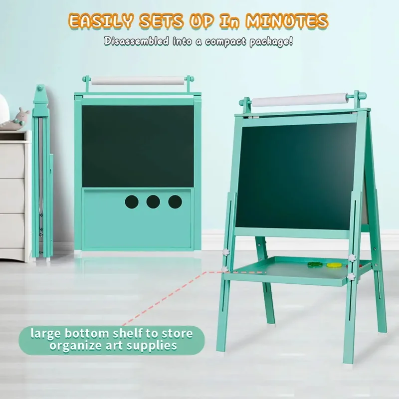 Wooden Adjustable Double Sided Drawing Board Whiteboard & Chalkboard Dry Erase Board  drawing