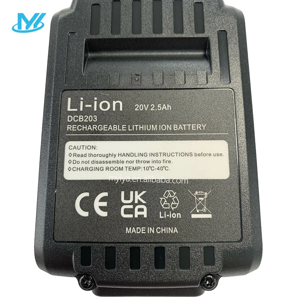 MYiYAE 20v Rechargeable Li-ion Battery Power Tools Battery Cordless Drills Dcb203 For Dewalt Dcb181 Dcb180 Dcb200 Dcb201 2000mah
