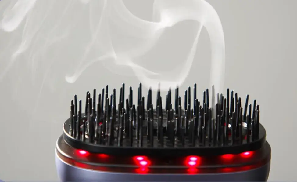 Rechargeable scalp massager brush with red light stimulation and oil atomization technology