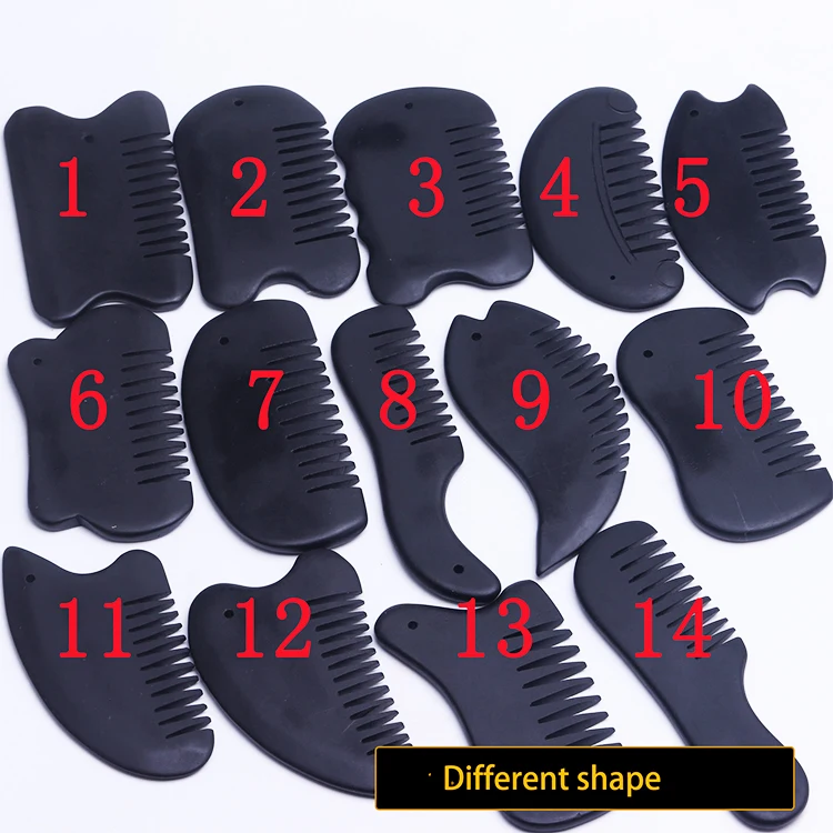 Natural bian stone comb SPA Health Care Beauty Slimming Scraper black obsidian gua sha Face back massage bian stone gua sha comb