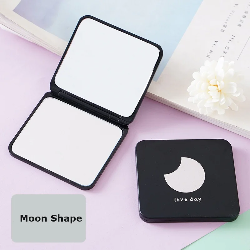 manufacturer small size square plastic hand mirror folding black beauty makeup cosmetic travel mirror portable pocket