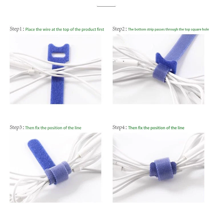 Double Sided Reusable Straps Cord Management Hook and Loop Velcroes Cable Ties