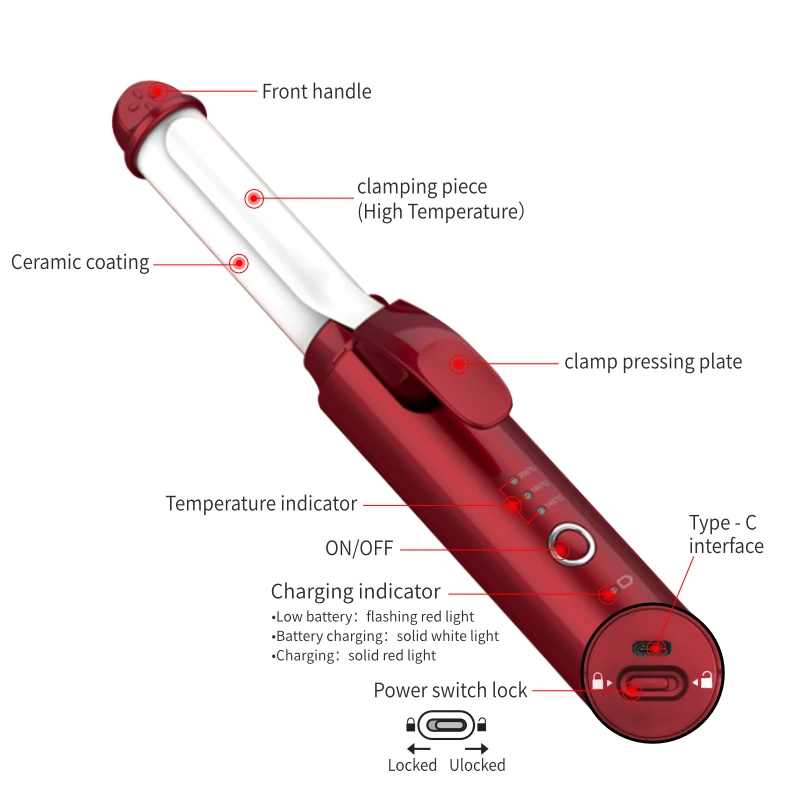 custom made USB Rechargeable Professional Curling Hair Curler