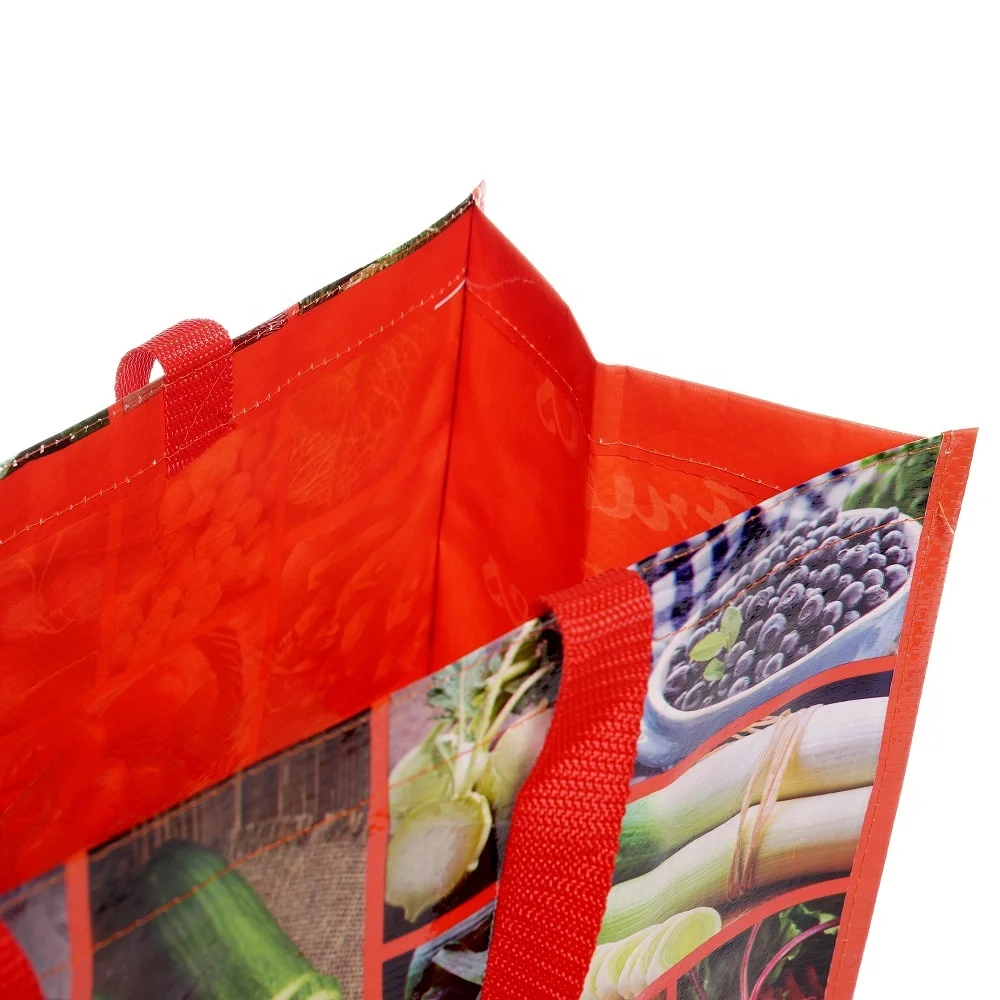 custom reusable shopping bag colorful logo printing glossy laminated pp woven tote promotion bags with handles