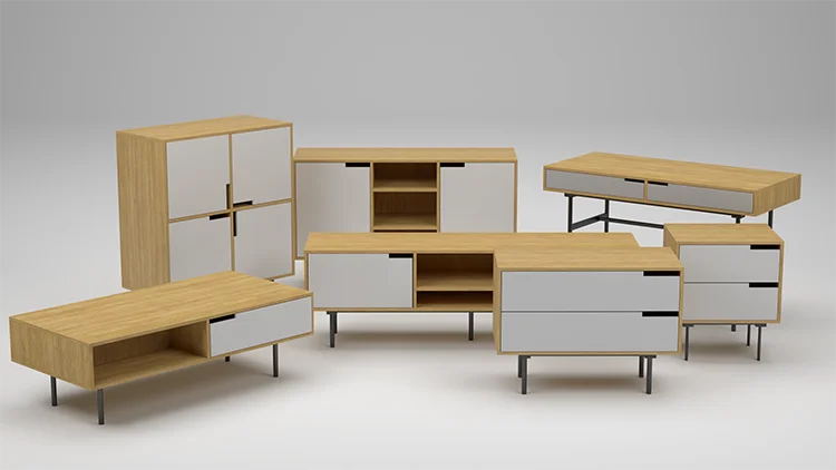 Factory Wholesale Contemporary Unique Design Oak Living Room Centre Table Metal Legs Wooden Coffee Table