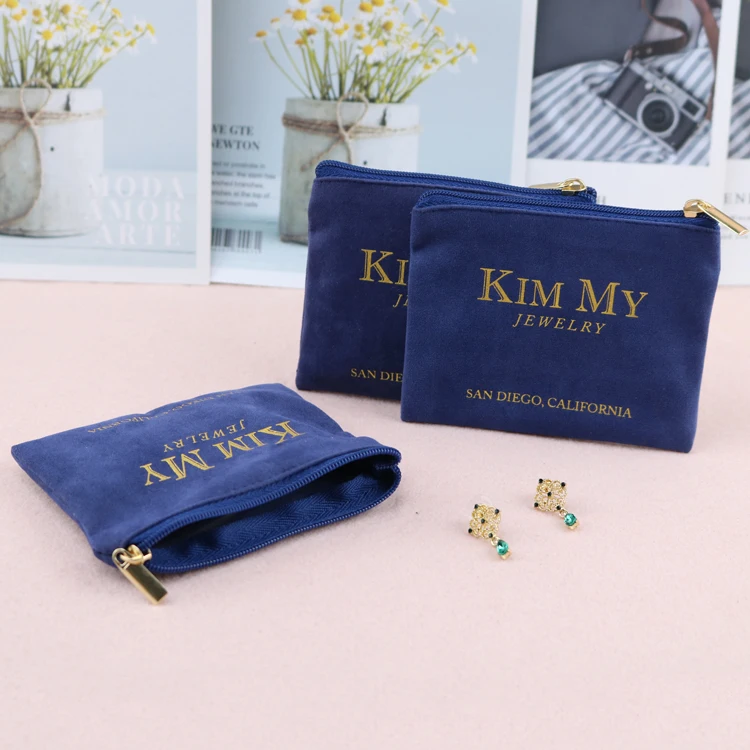 custom velvet bag pouch with zipper Small Makeup Pouch Velvet Zipper Bag velvet cosmetic bag