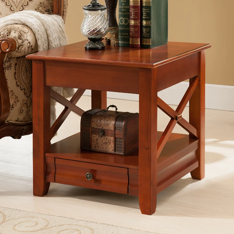 Knock down Wooden Chairside Storage Table Space saving End Table