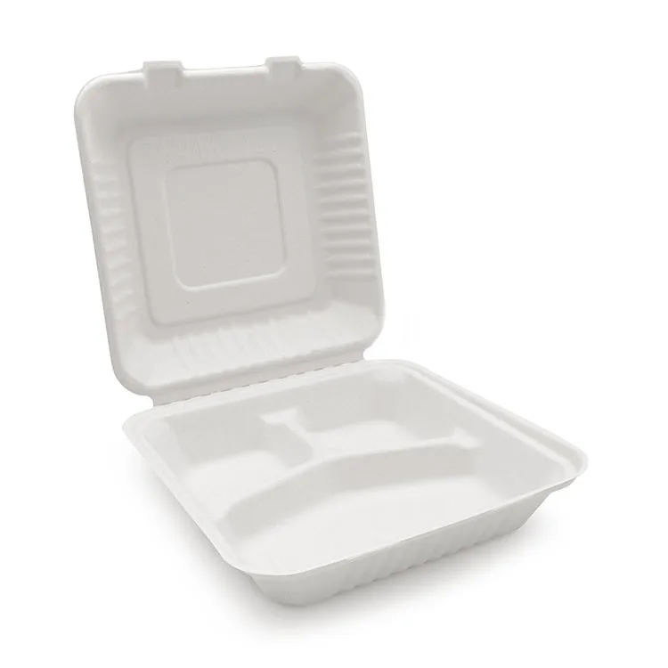 Compostable take out lunch box promotion biodegrabadle sugarcane bagasse lunch box with lid
