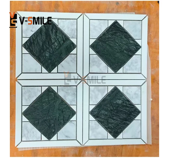 Natural  Green and white multi color  Marble Mosaic Designs For Wall Decoration