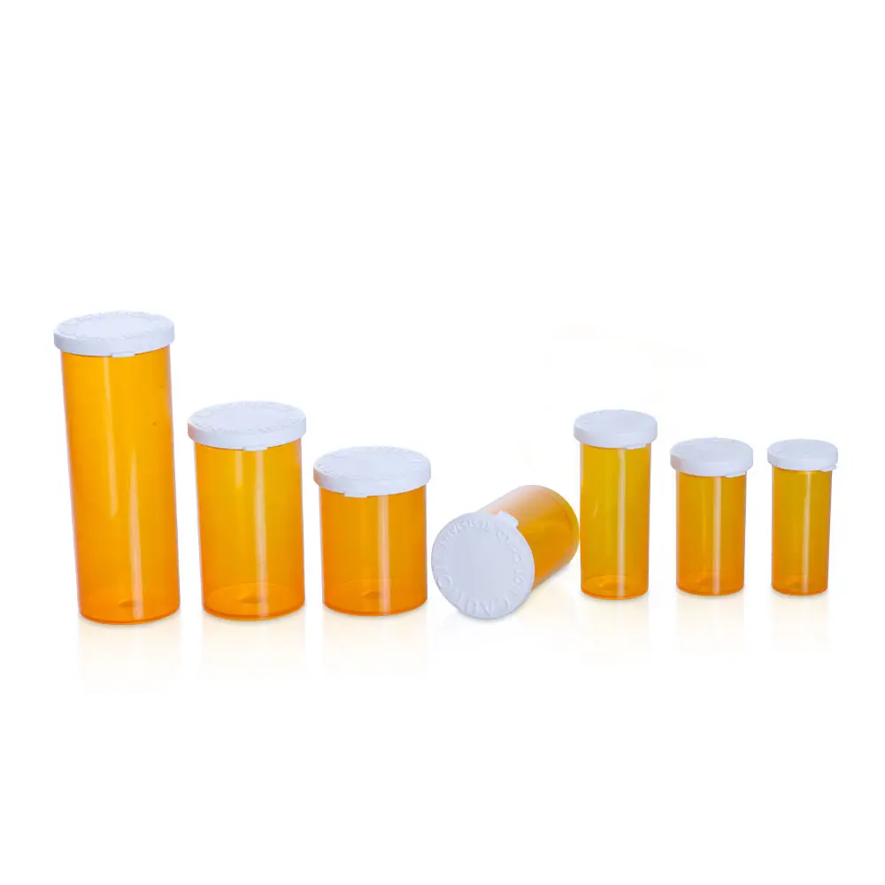 60 Dram Orange Plastic Pill Bottle Prescription Vials Container With Snap Caps Vials