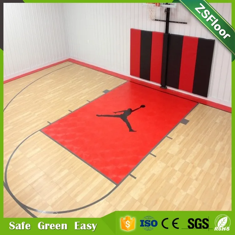 Wood Look Laminated PP  Flooring tiles for Professional basketball court
