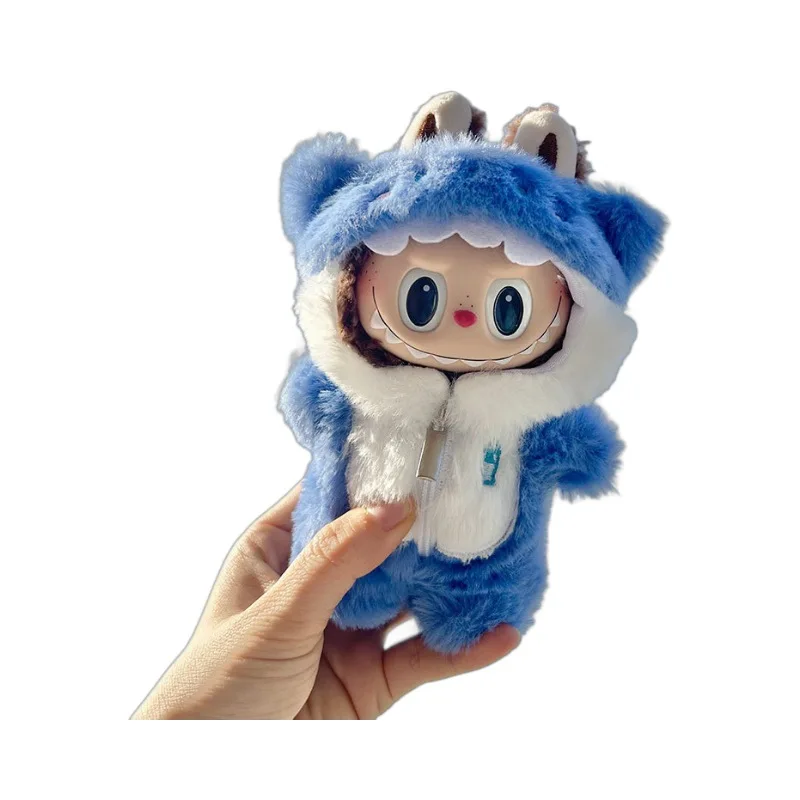 2252 17cm Pendant Blind Box Macaron Doll Colorful Ball Side Suspender Skirt Cute Dress Outfit Clothes Only Labubu