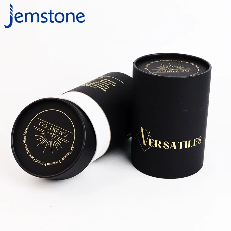 Custom Logo Biodegradable Coffee Tea Cylinder Round Tube Food Grade black Cardboard cosmetic jar cardboard box for cosmetics