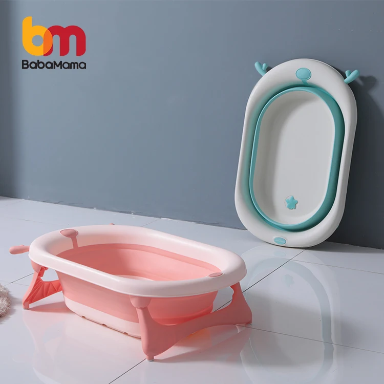 Portable Collapsible Silicone Baby Foldable Tub Bathtub With Cushion