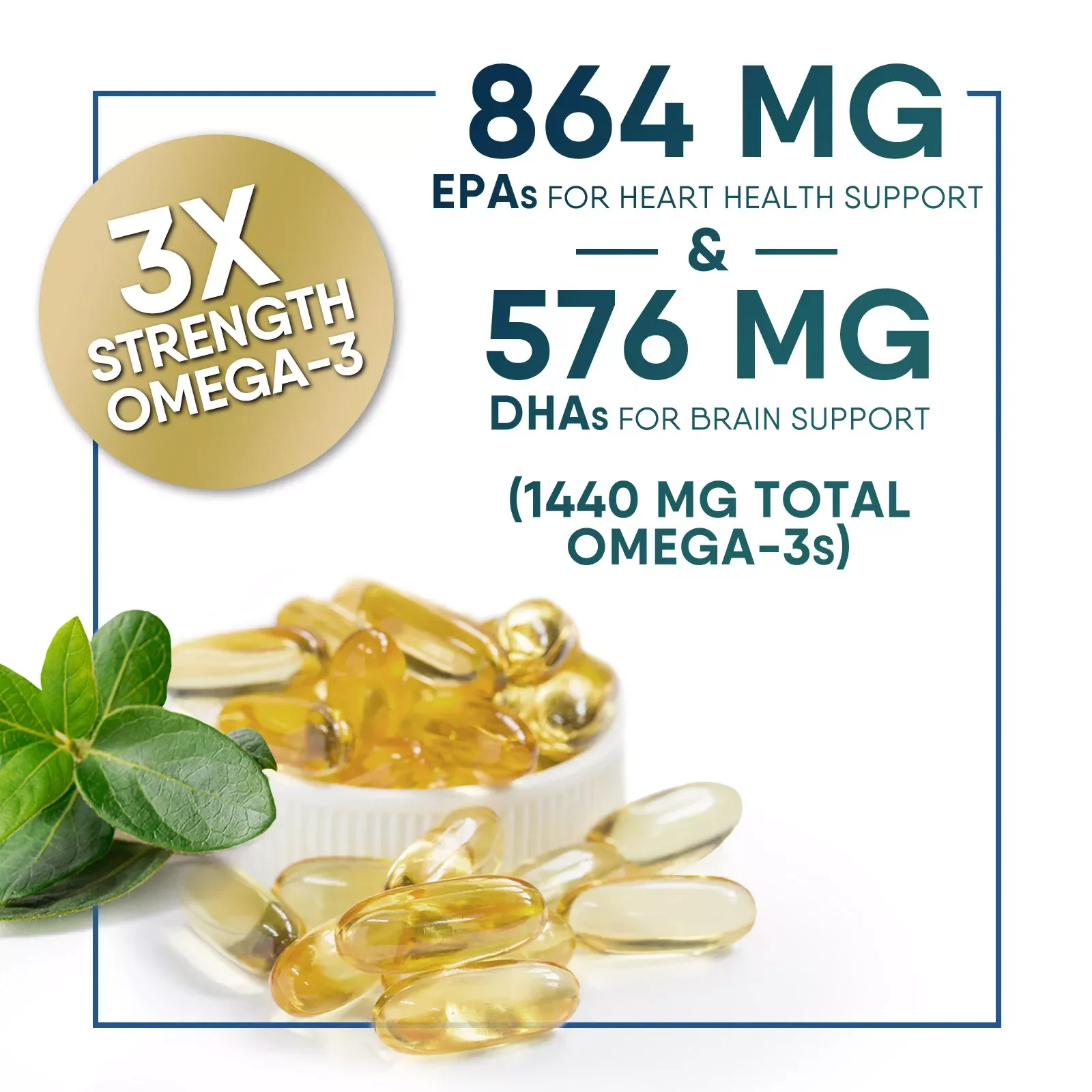 ETRUN ALISA OEM Omega -3 Fatty Acids 2400mg Fish Oil Softgel Daily Dietary Supplement Capsules
