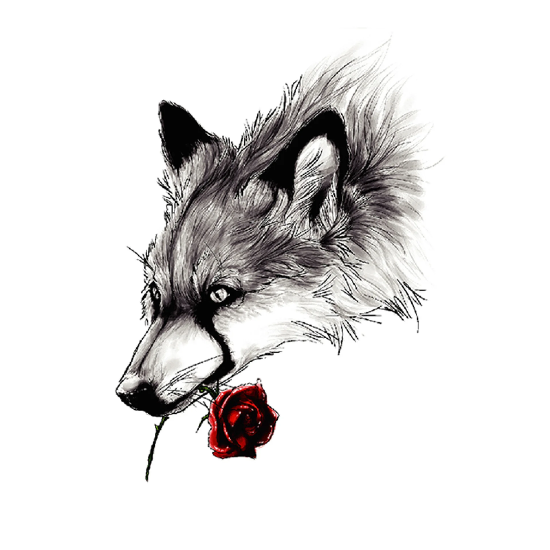 Sexy Retro European Style Wolf Owl Mysterious Woman Body Decals Water Transfer Tattoo Sticker