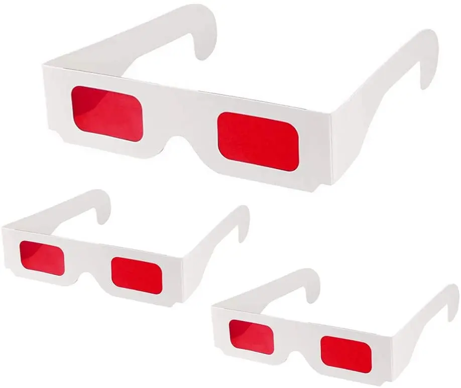 Paper 3D Secret Decoder Glasses - Spy Style Glasses - Red Red Filters Lenses-White Color Frame Secret Reveal