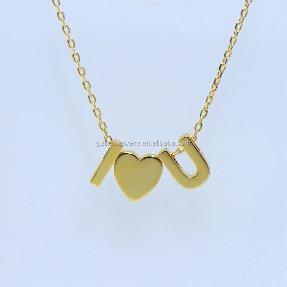 Women Tiny Personalized Love Initial 925 Sterling Silver Jewelry 18k Gold Plated Blank Dainty Minimalist Small Heart Necklace