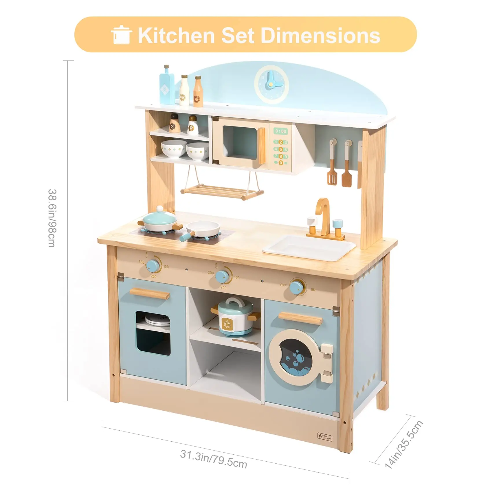 Age 3+ Boys Toy Kitchen Gift Wooden Play Kitchen Set Toys for Girls Kids Toddlers