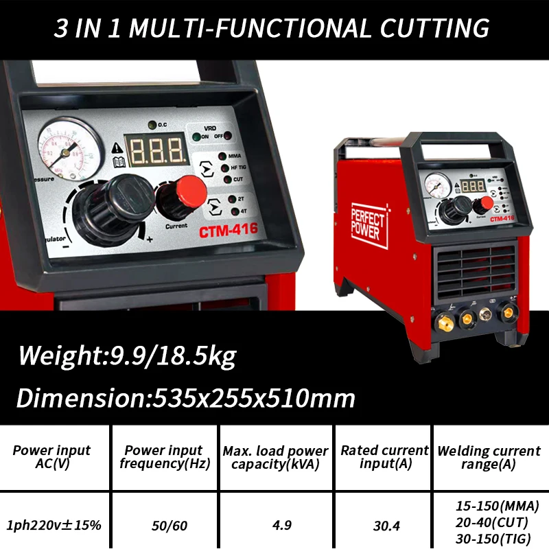 Plasma Cutter MMA MIG TIG Welder 6 In 1 Welding Machine CTM-416 Welding Machine Combo Cutting Machine