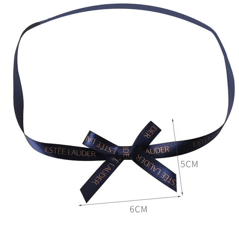 China Manufacturer Wholesale Polyester Black Satin Decoration Custom Gold Printed Polyester Ribbon Bow