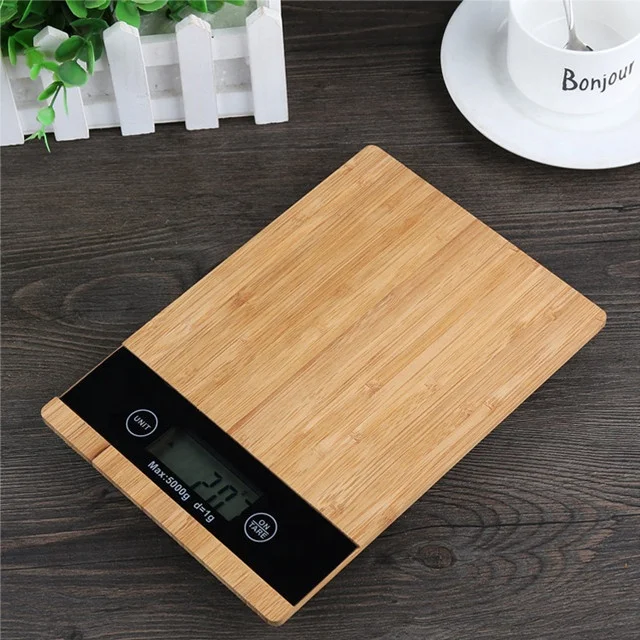 2021 Smart Household Portable Food Weighing LCD Digital Kitchen Scale Electronic Bamboo digital scale