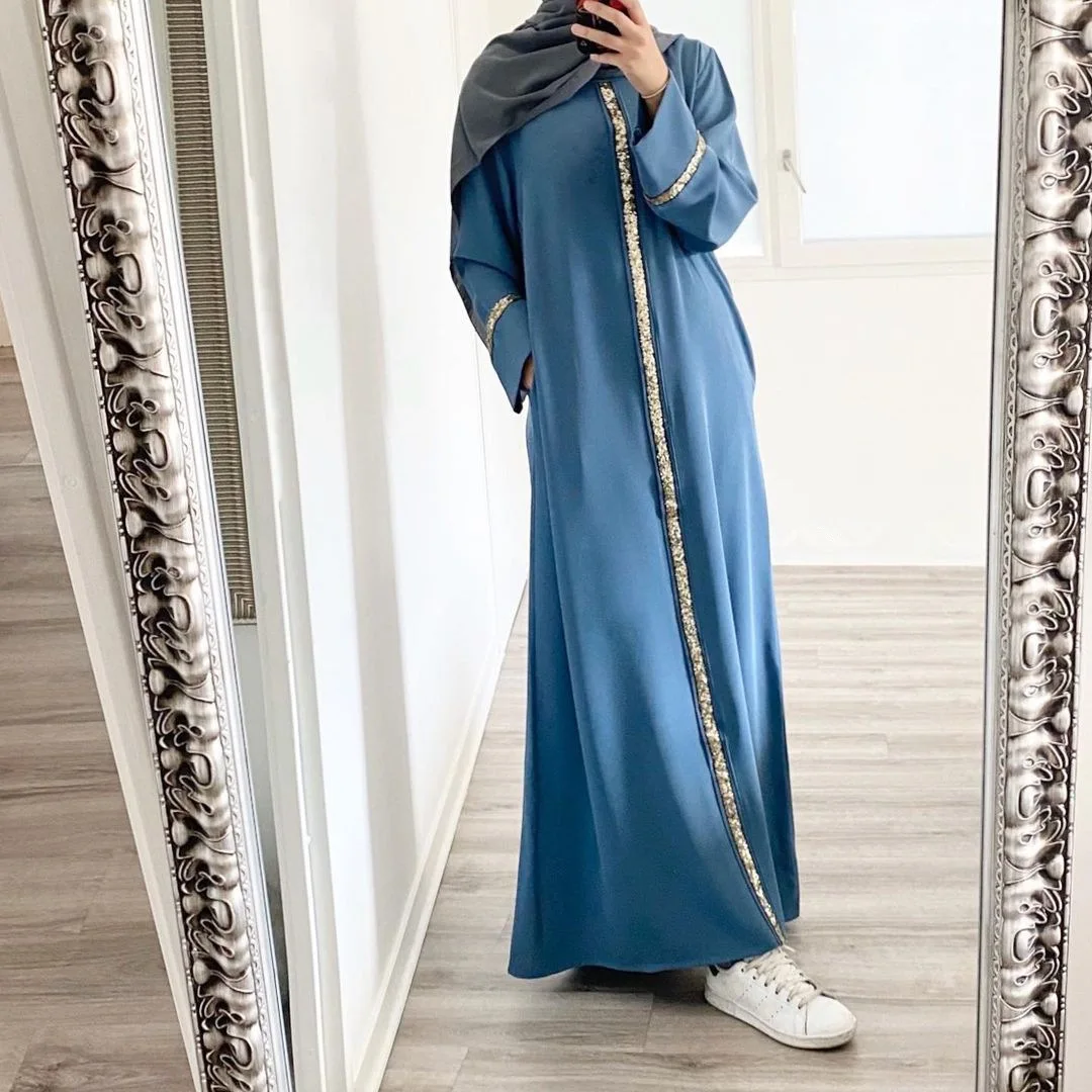 Hot Sale -Plain Tight Button Dress Abaya Muslim Dress Abaya Islamic Clothing Turkish Islamic Dress