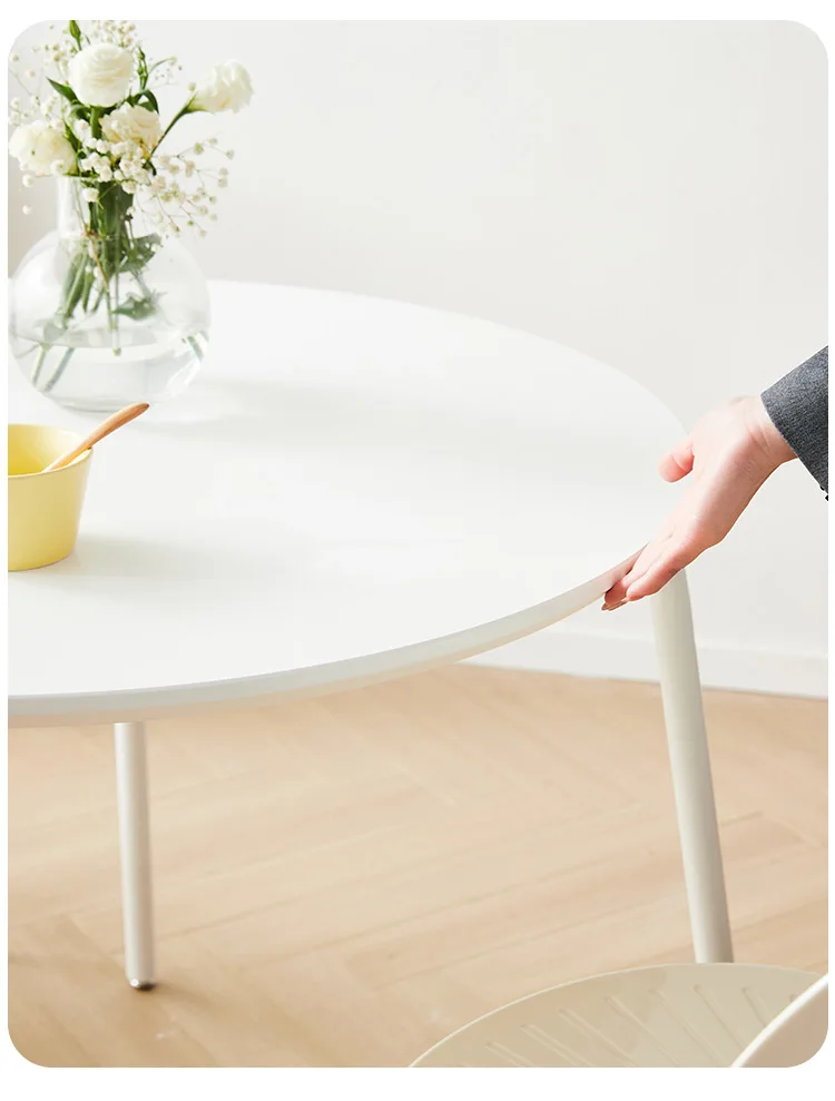Nordic modern classic round white mid-ancient table for  dining and study living room